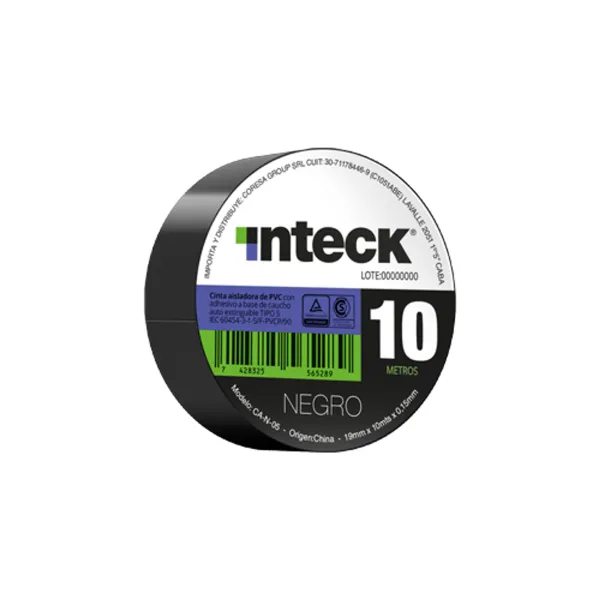 CINTA ADHESIVA PVC INTECK - 10 METROS