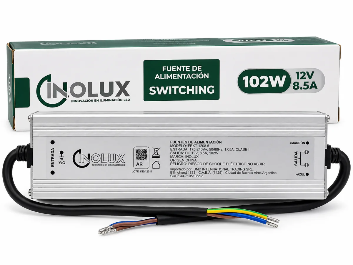 Fuente Switching Exterior 12V - 8.5A - 102W Para LED - Inolux
