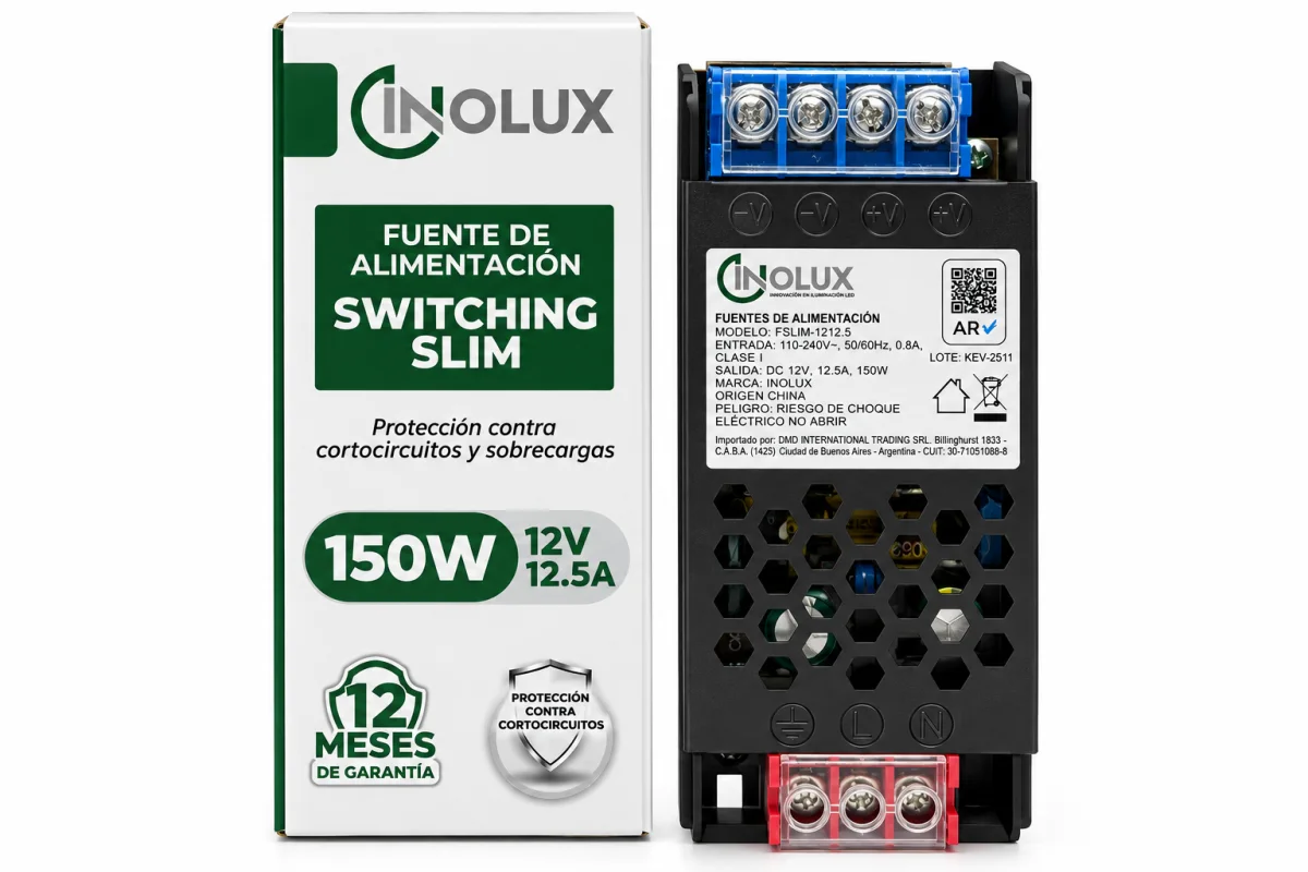 Fuente Switching Slim 12V 12.5A 150W Para Iluminación LED - INOLUX