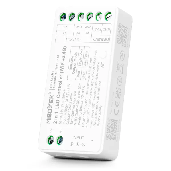 CONTROLADORA MONO DUAL CCT WI-FI + RF 2.4Ghz + BLUETOOTH MILIGHT, 12A MAX, 12/24V) - NDL