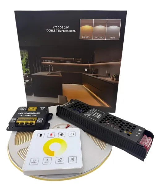 Kit 10 Metros Tira Led Cob Doble Temperatura 560led/m 24v - M-Led