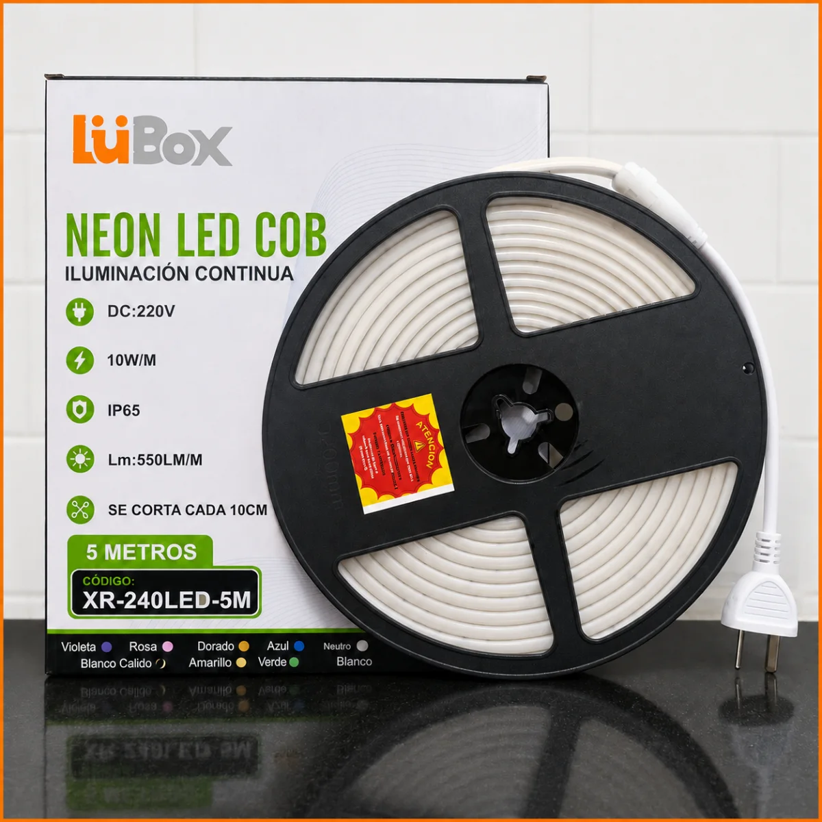 Kit Rollo Neon COB 240 Led/Metro 10*6 Mm 5Mts Directo 220v - M-Led