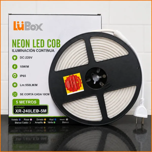 Kit Rollo Neon COB 240 Led/Metro 10*6 Mm 5Mts Directo 220v - M-Led