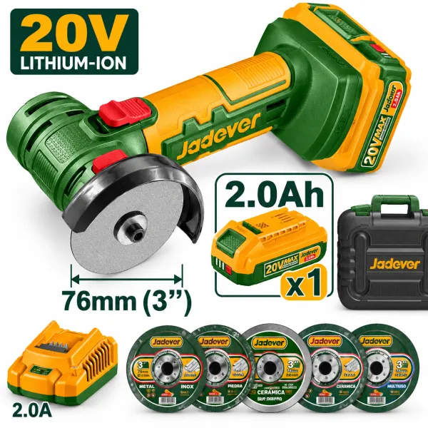 Mini amoladora angular, 20V, 3" (76mm), 19500 RPM - Jadever