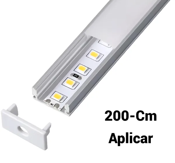 Perfil 200cm Aluminio APLICAR 17*7Mm - M-Led