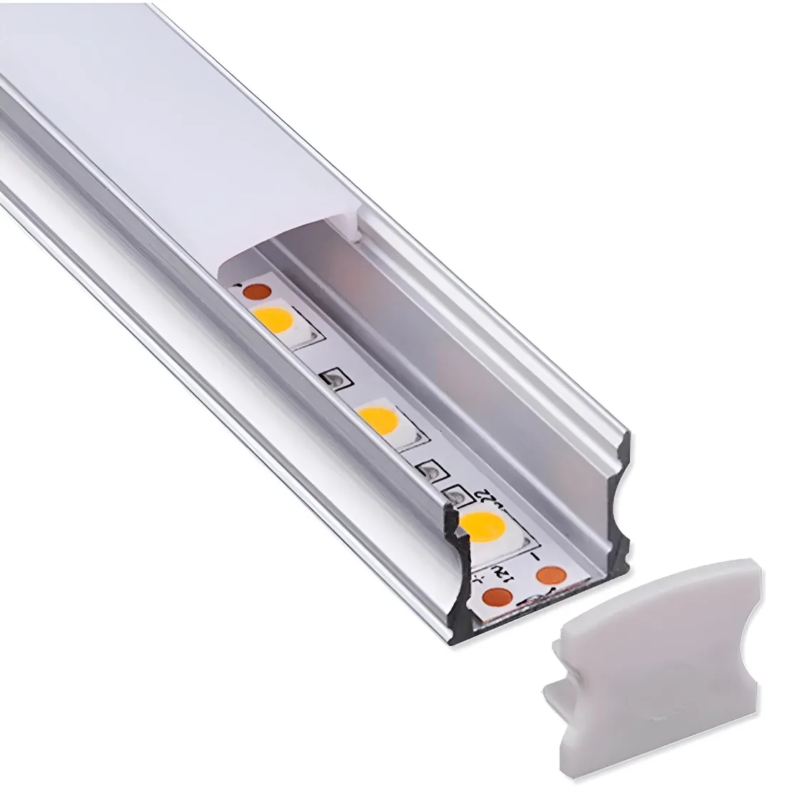 Perfil de Aluminio U 17x14,5mm Anodizado, Cover Opal Blanco x1m - Demasled