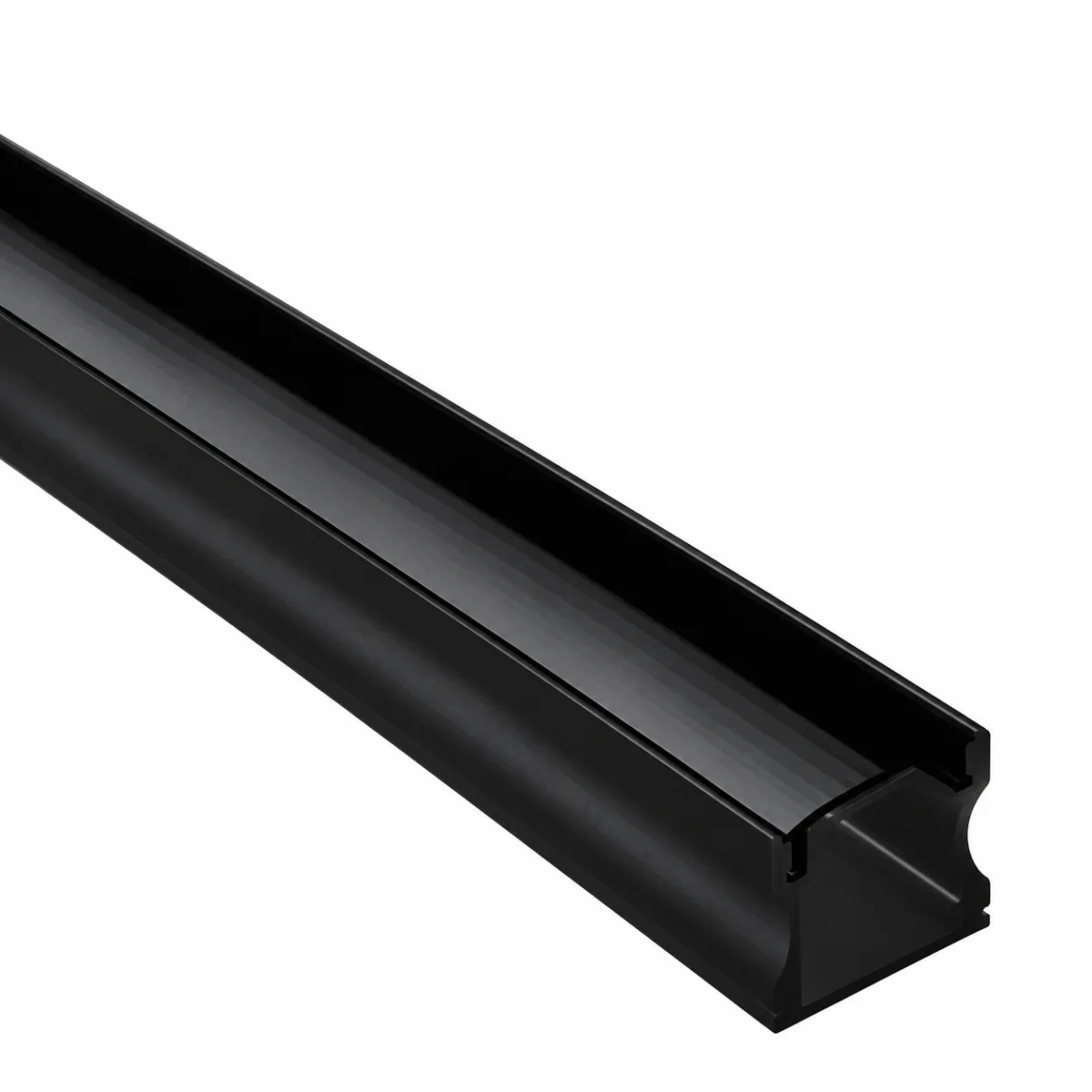 Perfil de Aluminio U 17x14,5mm Negro, Cover Opal Negro x 2 Metros