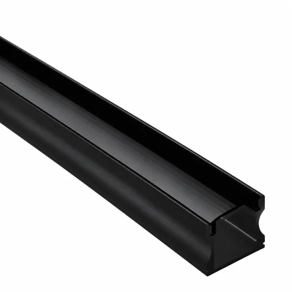 Perfil de Aluminio U 17x14,5mm Negro, Cover Opal Negro x 2 Metros