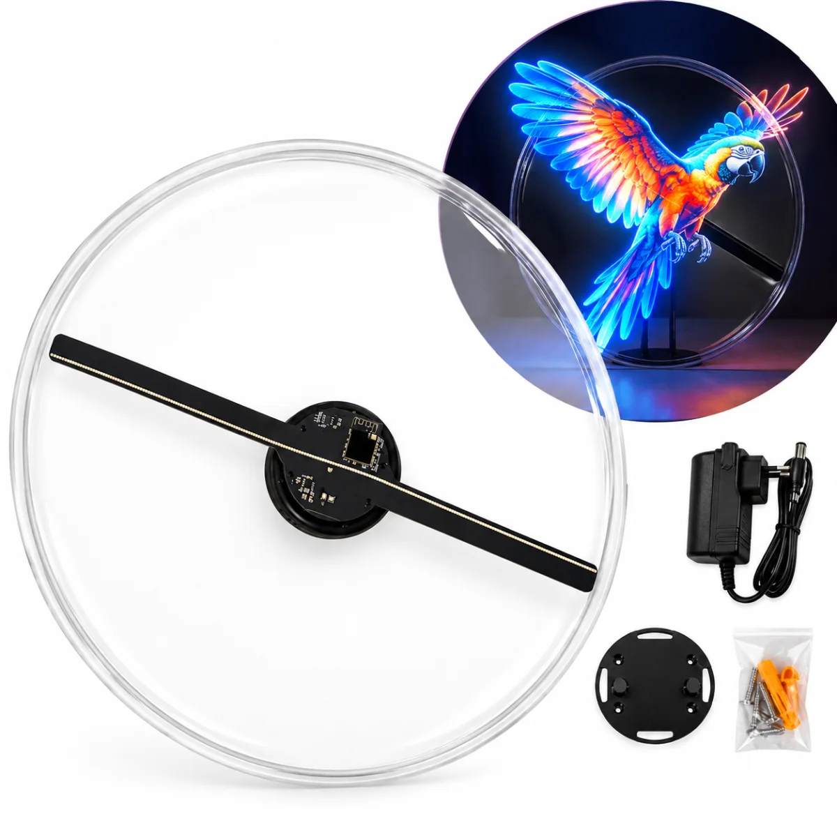Ventilador Holográfico 3D 42 cm C/Acrílico protector - ZY-A3