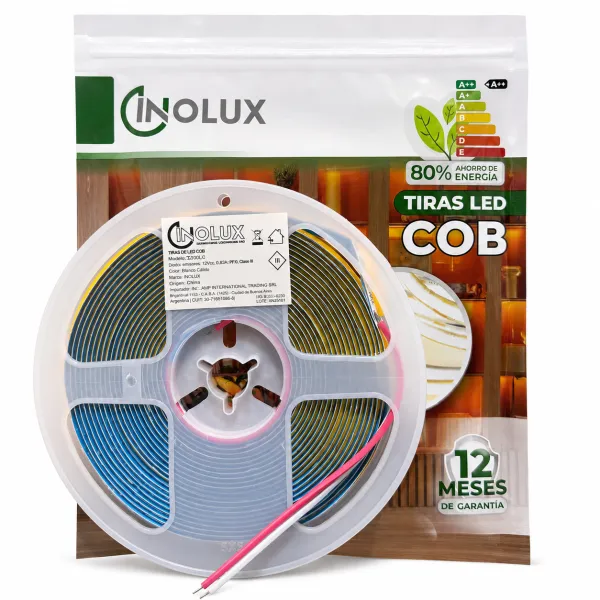 Tira led COB 320 Led/M 12V - 5Mts - 8mm - Inolux